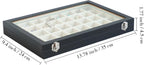 Stratalife Jewelry Organizer 40 Grid Beige Black Jewelry Tray with Clear Dust-proof Lid Velvet Earring Organizer Necklace Rings Holder Display Drawer Storage Case for Women