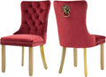 Velvet Dining Chairs Set of 2, Upholstered Dining Room Chairs with Lion Head Pulls Ring and Golden Solid Wood Legs, Modern Button Tufted Kitchen Chairs for Dining Room, Kitchen(Wine Red)