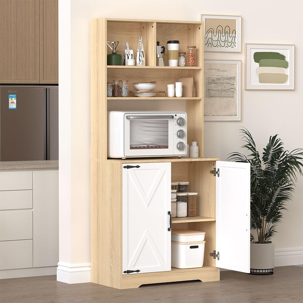 71" Kitchen Pantry Cabinet, Modern Freestanding Tall Cupboard Storage Ca...