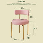 Desk Chair No Wheels Vanity Chair Comfy Accent Chair for Living Dining Room Bedroom Home Office Mid Century Modern Upholstered Armless Chair with Metal Legs (Gold Frame+Pink, 4)