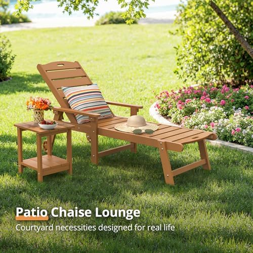 LUE BONA Outdoor Chaise Lounge, 5‑Position, 2‑Pack, Teak Color