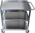 15 in. Wide X 24 in. Long X 33 in High | 3 Shelf Metal Utility Cart on Wheels with Handle