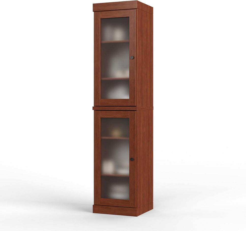 Palace Imports Solid Wood Kitchen Pantry Cabinet w/Frosted Glass Doors - Narr...