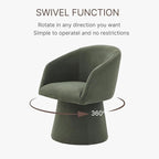 Swivel Dining Chairs Set of 2, Upholstered Mid Century Modern Deskchair with Barrel Back, Linen Fabric Kitchen Chairs for Dining Room, Bedroom, Dressing Room, Green