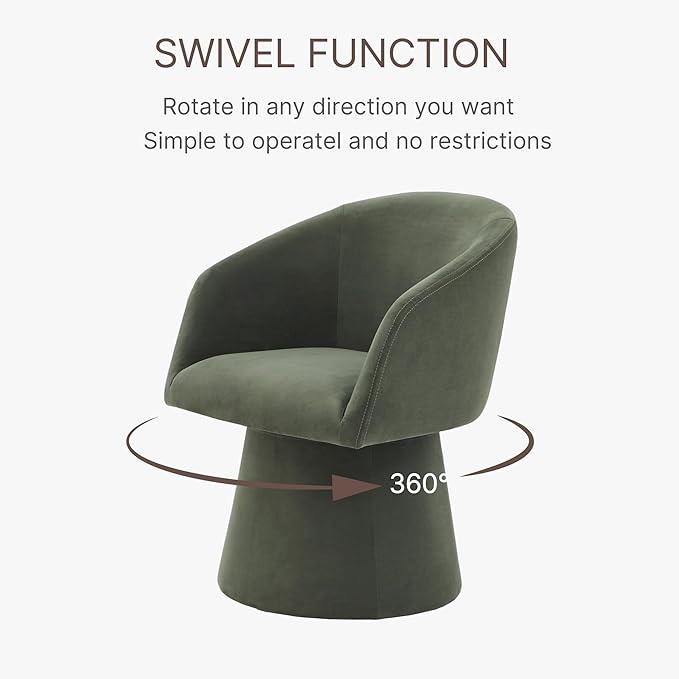 Swivel Dining Chairs Set of 1, Upholstered Mid Century Modern Deskchair with ...