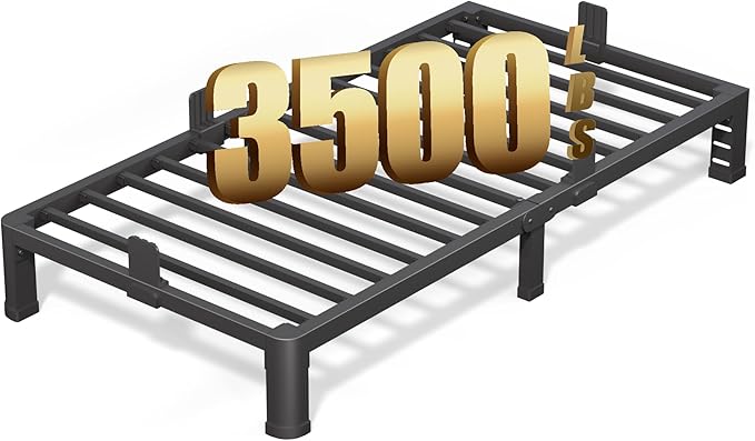 FUIOBYVV 6 Inch Twin Bed Frame with Rounded Corner and Headboard Hole Mattress Retainers 3500 LBS Metal Heavy Duty Steel Slats Support No Box Spring Needed Platform Noise Free Easy Assembly