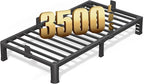 FUIOBYVV 6 Inch Twin Bed Frame with Rounded Corner and Headboard Hole Mattress Retainers 3500 LBS Metal Heavy Duty Steel Slats Support No Box Spring Needed Platform Noise Free Easy Assembly