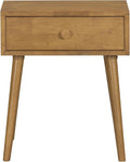 NTC Lux Solid Wood Nightstand, Mid Century Modern Side Table Bedroom, Bedside Furniture, Night Stand, End Table, Easy Assembly - Teak Look