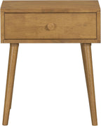 NTC Lux Solid Wood Nightstand, Mid Century Modern Side Table Bedroom, Bedside Furniture, Night Stand, End Table, Easy Assembly - Teak Look