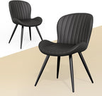 Nalupatio Dining Chairs Set of 2, Modern Dining Room Chairs Comfy Backrest Thick Upholstered Kitchen Chairs 19IN Height with Metal Legs Black