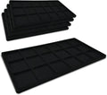 Novel Box 5 Pack 18-Slot Black Liner Jewelry Storage Tray Inserts 14.75x8.25x1 Inches - Jewelry Organizer Pad for Drawers & Store Displays - Jewelry Display Pads for Rings Earrings & Pendants