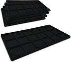Novel Box 5 Pack 18-Slot Black Liner Jewelry Storage Tray Inserts 14.75x8.25x1 Inches - Jewelry Organizer Pad for Drawers & Store Displays - Jewelry Display Pads for Rings Earrings & Pendants