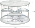 Deflecto Rotating Carousel Craft Organizer, 9-Canister, Includes 3" and 6" Canisters, Removable, Clear, Lids