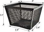 HAHIYO Stackable Paper Clip Mesh Holder Cup 2.2" Height 4 Pack Sturdy Paperclip Holder Container for Desk Drawer Organizer Collection for Home Office School Black Silver Soft Foam Feet No Sharp Edges