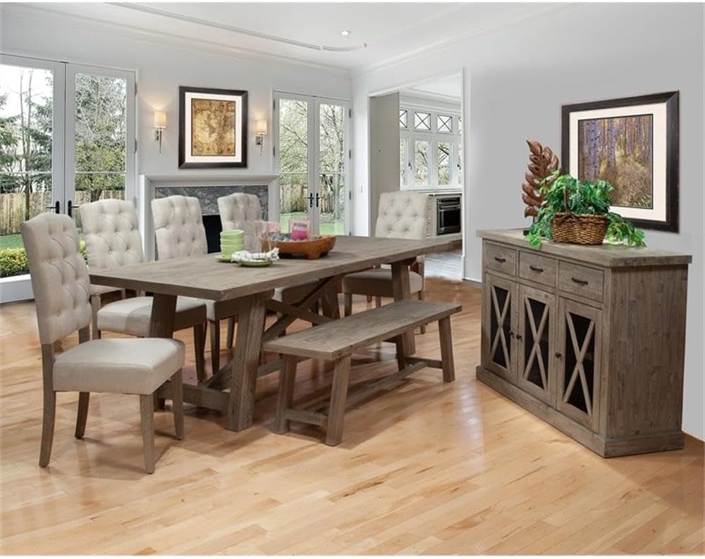 Alpine Furniture Newberry Acacia Bench, Weathered Natural