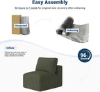 Modern Single Boneless Sofa Couches for Living Room - 39" Cloud Couch - Easy Assembly, Cozy Corduroy Convertible Full Sponge Compression Sofas for House, Apartment(Green)