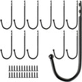 Wall Mounted Single Hook Wall Hanger Key Holder Wrought Iron Coat Hat Hooks, Set of 12 pcs and 24 pcs Screws, Black, Length:4.92inch