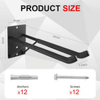 14" Large Heavy Duty Garage Hooks, 4-Pack Steel Garage Storage Hooks with Support Rods, Utility Wall Mount Hangers for Power Tools, Car Tires, Ladders, Chairs, Garden Tools and More