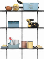 ClosetMaid MaxLoad Heavy Duty Wall Shelf Kit for Garage, 3 Shelves, Adjustable ShelfTrack Wire Shelving, Black Finish