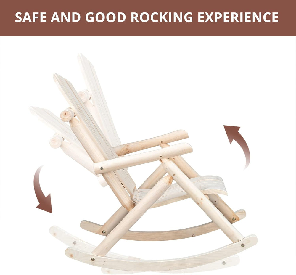 Outvita Wooden Rocking Chair Set of 2 for Garden Patio(Natural Finish) | Fir ...