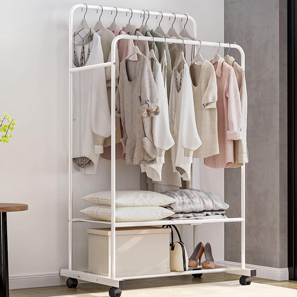 Clothing Garment Rack with Shelves, Upgraded Length Cloth Hanger Rack Stand o...