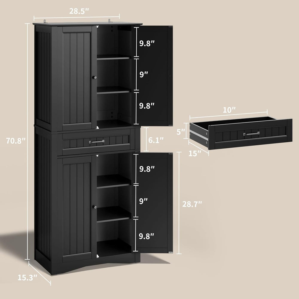 Gizoon 71'' Kitchen Pantry Storage Cabinet, Freestanding Pantry Organ...