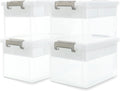 Citylife 17 QT Storage Box with Removable Tray Closet Organizers and Storage Clear Storage Container for Organizing, Craft, Tools, Files, Office Supplies, 4 Packs