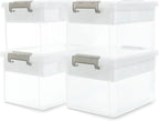 Citylife 17 QT Storage Box with Removable Tray Closet Organizers and Storage Clear Storage Container for Organizing, Craft, Tools, Files, Office Supplies, 4 Packs