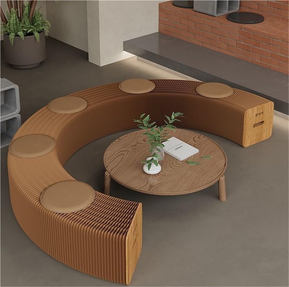 Foldable Kraft Paper Stool, Folding Paper Stool Sofa Chair, Relaxing Foot Stool, Honeycomb Structure Seating for 3-6 People, Foldable Foot Stool, 11.8" Height(Brown,6 Seater)
