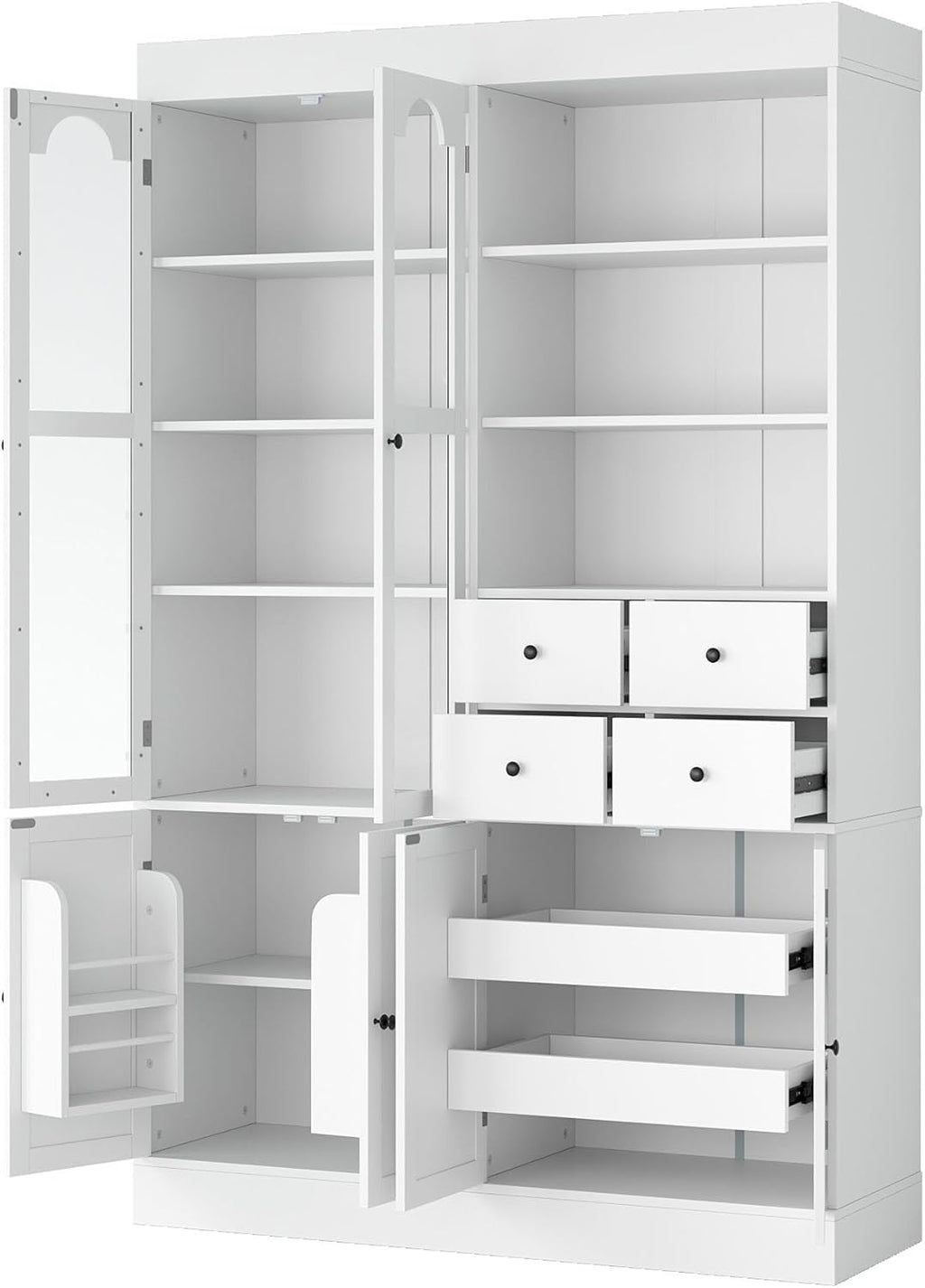 75in Tall Kitchen Pantry Cabinets with Drawers, Large Pantry Storage Cabinet with Adjustable Shelves & Doors, Freestanding Pantry Cabinet Cupboard for Dining Room Living Room (White, 75in)