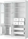 75in Tall Kitchen Pantry Cabinets with Drawers, Large Pantry Storage Cabinet with Adjustable Shelves & Doors, Freestanding Pantry Cabinet Cupboard for Dining Room Living Room (White, 75in)