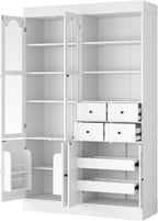 75in Tall Kitchen Pantry Cabinets with Drawers, Large Pantry Storage Cabinet with Adjustable Shelves & Doors, Freestanding Pantry Cabinet Cupboard for Dining Room Living Room (White, 75in)