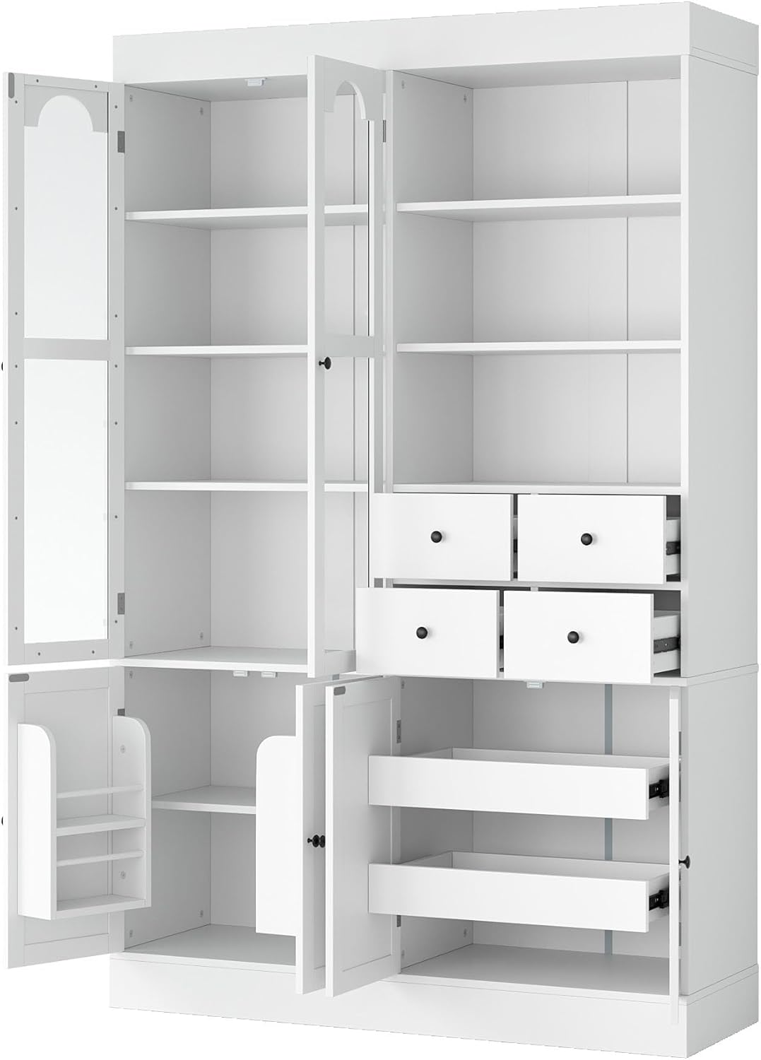 75in Tall Kitchen Pantry Cabinets with Drawers, Large Pantry Storage Cabinet with Adjustable Shelves & Doors, Freestanding Pantry Cabinet Cupboard for Dining Room Living Room (White, 75in)