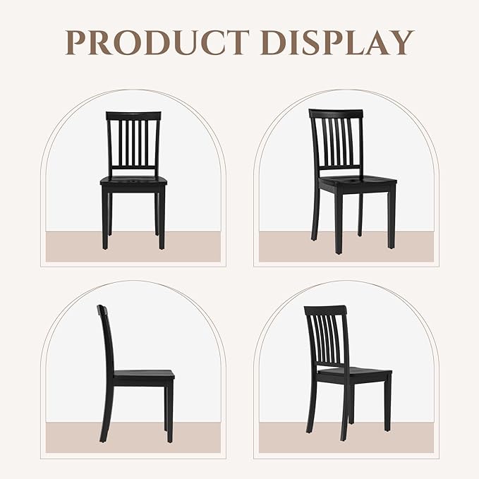COLAMY Wooden Dining Room Chairs Set of 6, Spindle High Back Windsor Kitchen Side Chair, Farmhouse Dining Chairs for Kitchen, Dining Room, Black