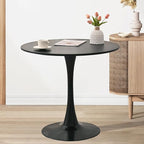 SoarFlash Kitchen Table and Chairs for 2, 31.5" Dining Table Set for 2 with Leather Upholstered Chairs, 3 Piece Round Kitchen Table Set, Dining Room Table Set for Small Space, Apartment, Black/White