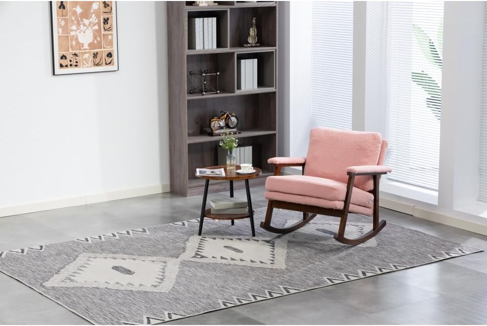 Mid Century Modern Accent Chair,Rocking Chair with Wood Frame, Upholstered Li...