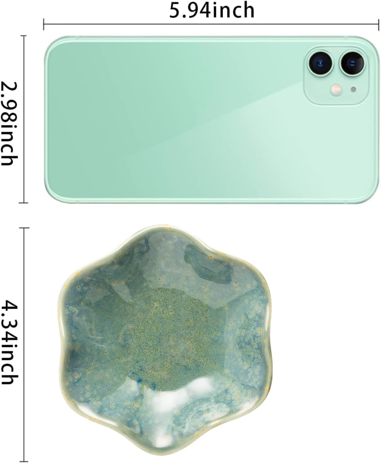 Mecaikru Ceramic Ring Dish, 4 in Jewelry Tray with Kiln Glaze Catchall Bowl | Mixed silhouettes give each color its own look while keeping earrings, necklaces, bracelets and keys easy to see and reach.