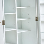 23.6" D*15.5" W*47" H Freestanding Kitchen Pantry with 8 Shelves, Double Door with 3 Shelves, Rectangular Storage Cabinet, Modern Minimalist, for Living Room, Dining Room, White