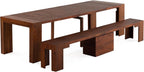 Transformer Table Solid Wood Extendable Dining Table, Red Oak | Seats 2-12, Expandable Dining Room Table, Space-Saving Furniture, Kitchen and Dining Room Furniture, Table + Bench