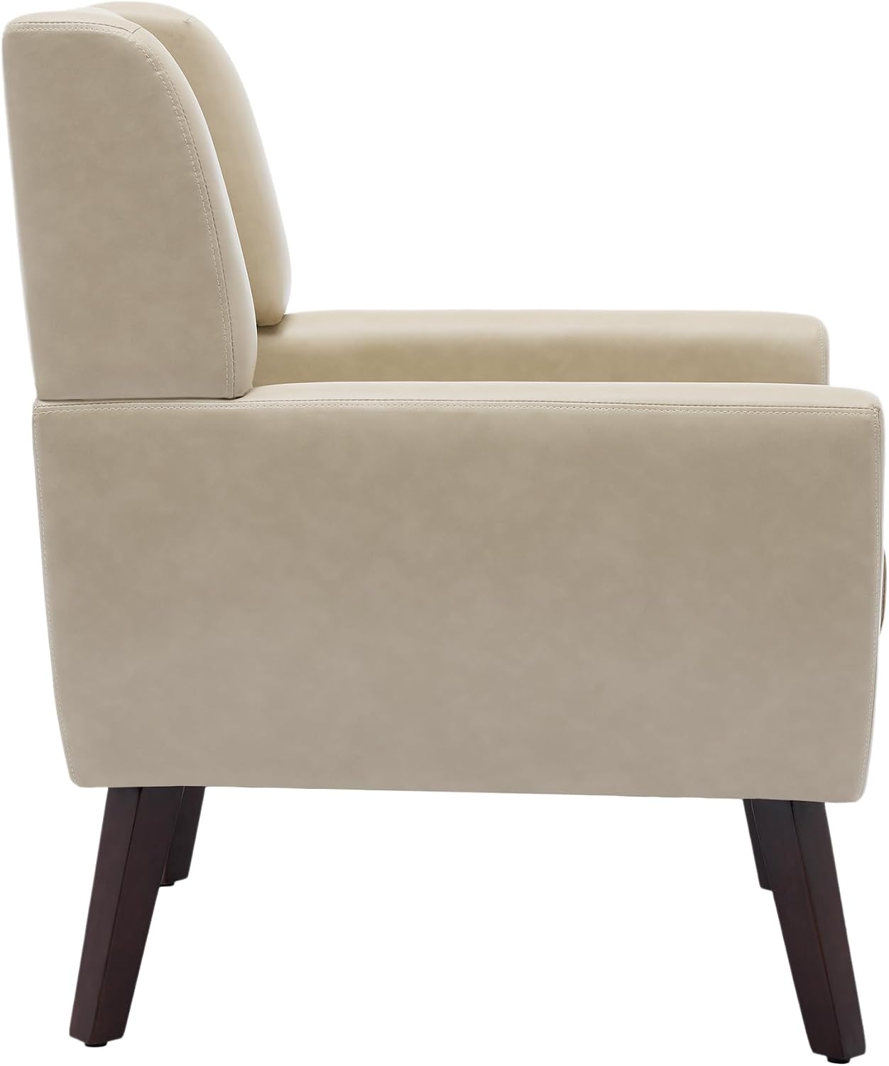 PU Leather Accent Chairs Set of 2, Upholstered Armchair, Cream | Mid Century Modern Living Room Chair, Button Tufted Wingback Chair with Removable Cushion, Bedroom Side Reading Seat