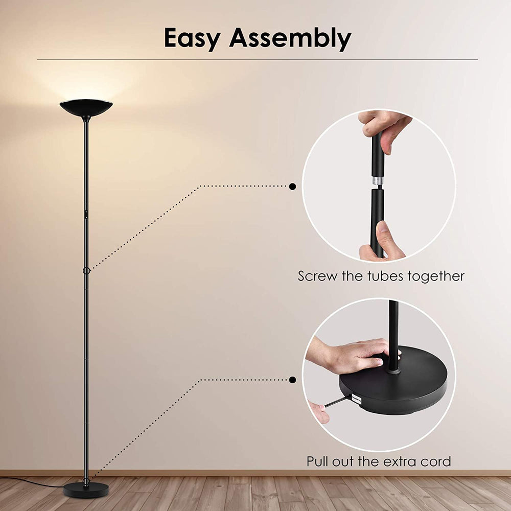 BoostArea Touch Floor Lamp,22W 2200LM LED Torchiere Floor Lamps, Stepless Dim...