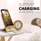 Bamboo Tablet Holder - Adjustable Folding iPad Stand with Charge Port for Desk or Cooking