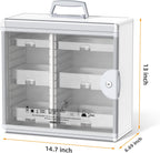 Glosen Medicine Cabinet with Key Wall Mounted Medication Lock Box 【 Silver 15x 6.7 x 13 Inch】 Portable Storage Container Big Capacity