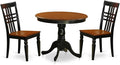 East West Furniture ANLG3-BCH-W 3 Piece Dining Room Table Set Contains a Round Kitchen Table with Pedestal and 2 Dining Chairs, 36x36 Inch, Black & Cherry