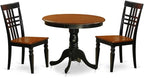 East West Furniture ANLG3-BCH-W 3 Piece Dining Room Table Set Contains a Round Kitchen Table with Pedestal and 2 Dining Chairs, 36x36 Inch, Black & Cherry