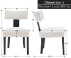 Mid Century Modern Dining Chairs Set of 4, Upholstered Linen Wood Dining Room Chairs, Farmhouse Kitchen Accent Armless Side Chair with Curved Back for Living Room, Beige