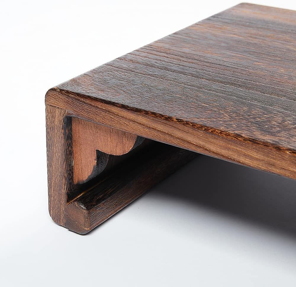 Low Wood Stool, Rectangular Bed Step Stool, Large Surface Step Ladder for Kit...