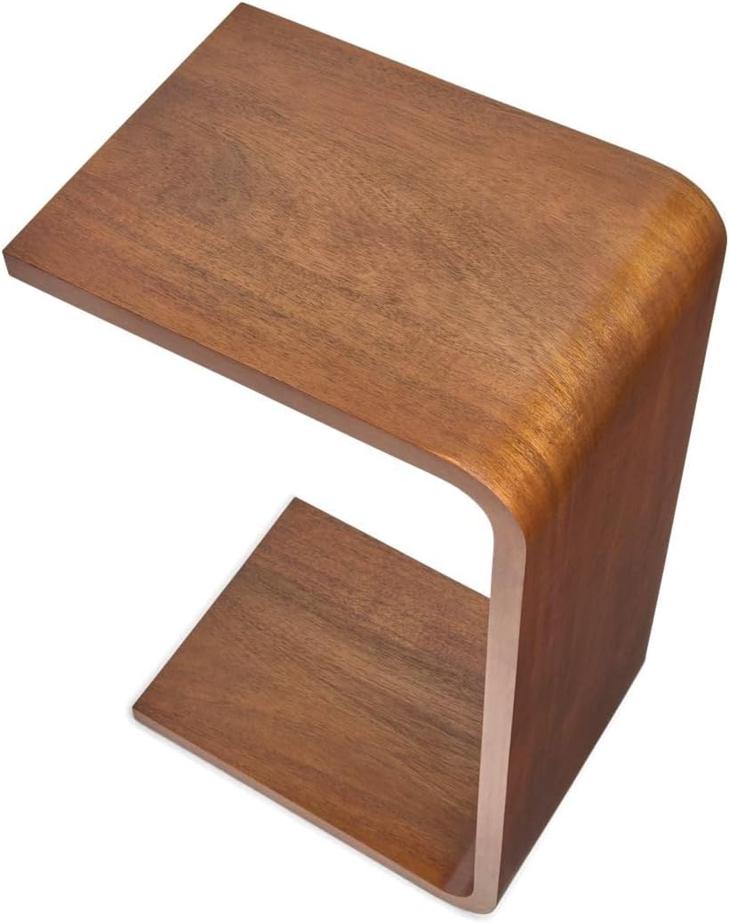 C-Shape Wooden Side Table – Multi-Functional for Living Room, Bedroom & H...