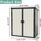 Aoxun Outdoor Storage Shed 5 x 3FT, Resin Shed with Floor and Lockable Door, Plastic Shed for Bike, Garbage Can, Tool, Accessories, Lawn, Garden - Beige
