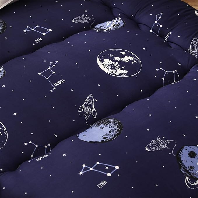 MAXYOYO Japanese Floor Mattress Futon Mattress, 4" Thicken Tatami Mat Sleeping Pad Foldable Roll Up Mat Boys Girls Dormitory Pad Kids Floor Lounger Pillow Bed, Charcoal Grey, Queen Size
